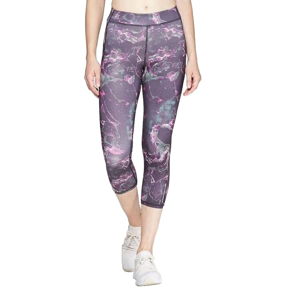 Champion 9 Black Galaxy Running Compression Leggings  XXL Cropped Reflective